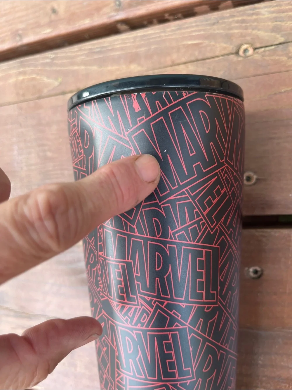 Corkcicle Black Tumbler with Red Logo Pattern - Corkcicle